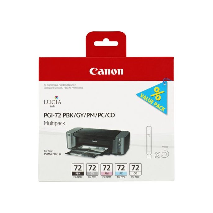 CANON PGI-72 Inktcartridge Zwart Grijs en Kleur (pak 5 stuks) CANON PGI-72 Inktcartridge Zwart Grijs en Kleur (pak 5 stuks)