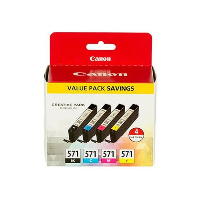 CANON CLI-571 Inktcartridge Zwart en kleur (set 4 stuks) CANON CLI-571 Inktcartridge Zwart en kleur (set 4 stuks)