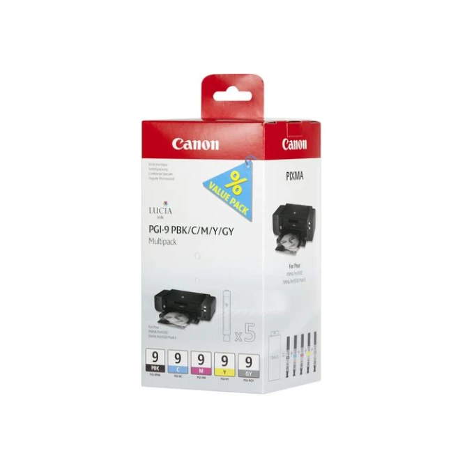 CANON PGI-9 Inktcartridge Zwart en kleur (pak 5 stuks) CANON PGI-9 Inktcartridge Zwart en kleur (pak 5 stuks)