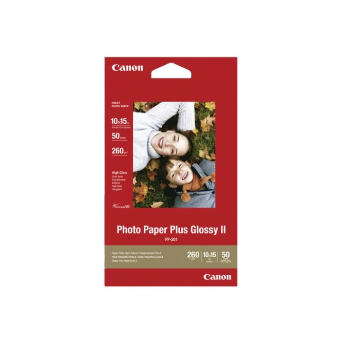 CANON Plus Glossy II Fotopapier voor Inkjet 100 x 150 mm 260 g/m² Wit Glanzend 50 vel (pak 50 vel)