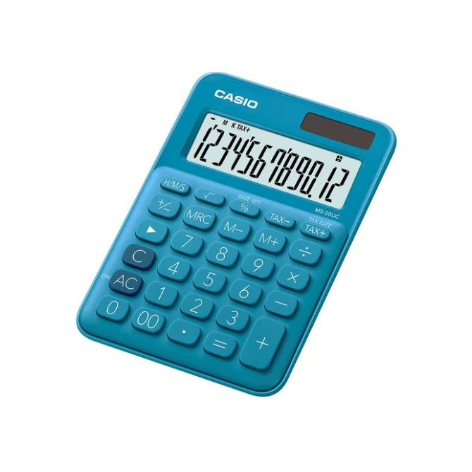 CASIO MS-20UC Bureaurekenmachine 12-Cijferig Blauw CASIO MS-20UC Bureaurekenmachine 12-Cijferig Blauw