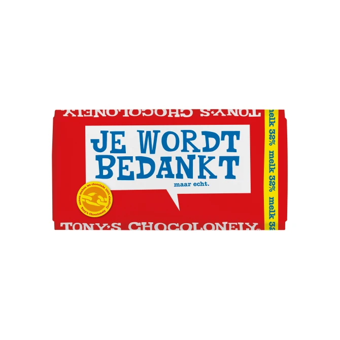 Chocolade reep Tonys 180gr bedankt