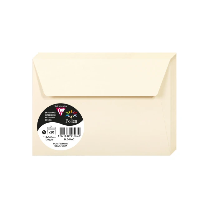 Clairefontaine Envelop 114x162 120gr zand/pk20