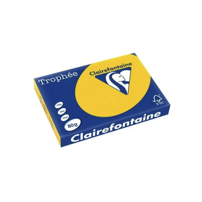 CLAIREFONTAINE Trophée Gekleurd Papier A3 80 g/m² Zonnegeel (1 pak x 500 vellen)