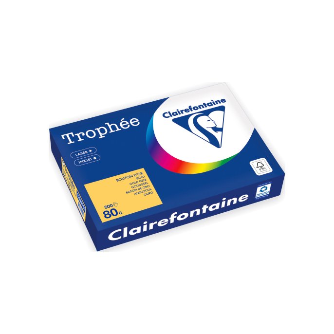 Clairefontaine Trophée Gekleurd Papier A4 80 g/m² diep geel (pak 500 vel) Clairefontaine Trophée Gekleurd Papier A4 80 g/m² diep geel (pak 500 vel)