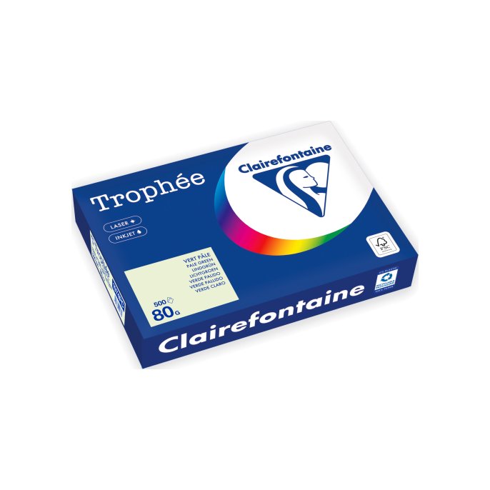Clairefontaine Trophée Gekleurd Papier A4 80 g/m² lichtgroen (pak 500 vel) Clairefontaine Trophée Gekleurd Papier A4 80 g/m² lichtgroen (pak 500 vel)