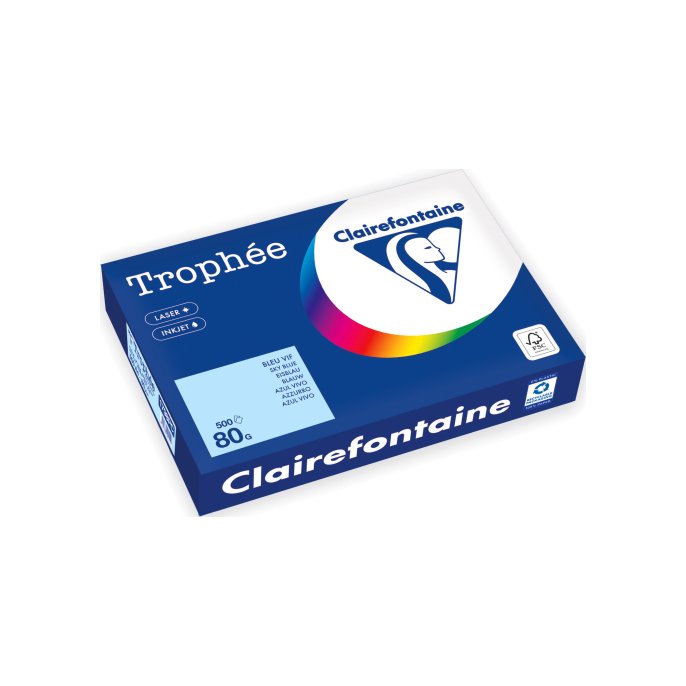 Clairefontaine Trophée Gekleurd Papier A4 80 g/m² middelblauw (pak 500 vel) Clairefontaine Trophée Gekleurd Papier A4 80 g/m² middelblauw (pak 500 vel)
