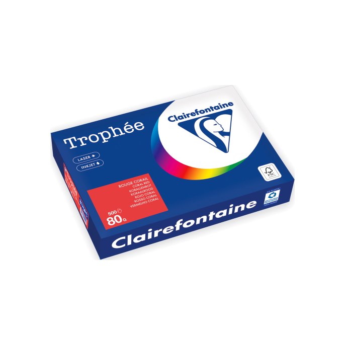Clairefontaine Trophée Gekleurd Papier A4 80 g/m² rood (pak 500 vel) Clairefontaine Trophée Gekleurd Papier A4 80 g/m² rood (pak 500 vel)