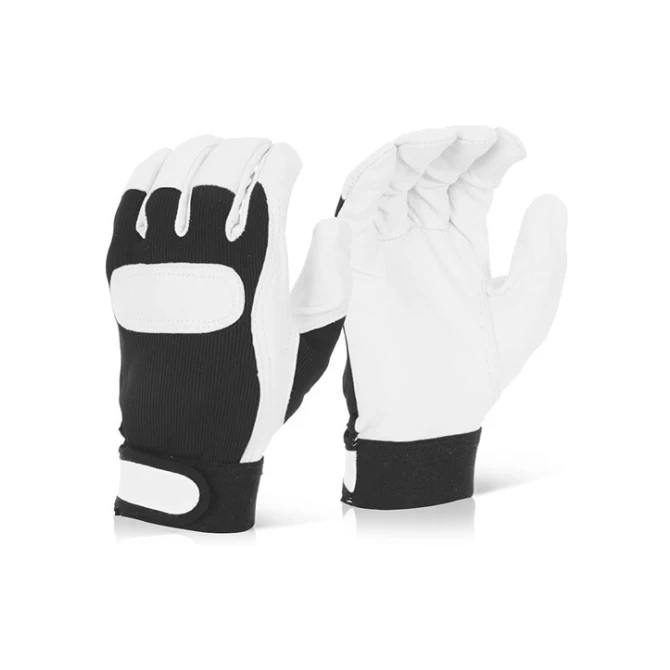 Click Chauffeurshandschoenen Leer Zwart/Wit L (doos 10 stuks)