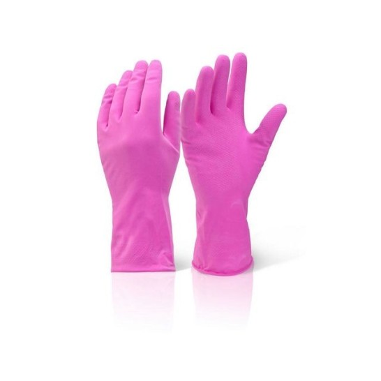 Click Huishoudhandschoenen Latex Roze Medium (doos 10 stuks)