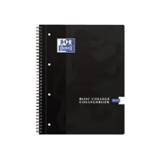 Collegeblok Oxford A4+ lijn 4r zw/pk5
