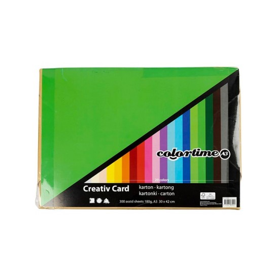 Colortime Gekleurd Karton Assorti (pak 300 vel)