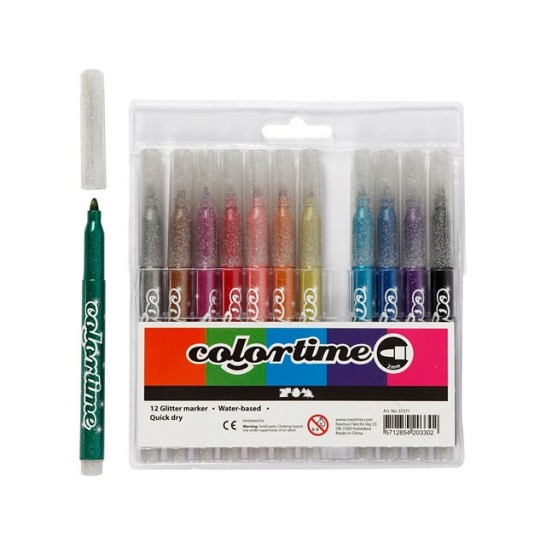 Colortime Glitterstift Lijndikte: 4.2mm Assorti (pak 12 stuks)