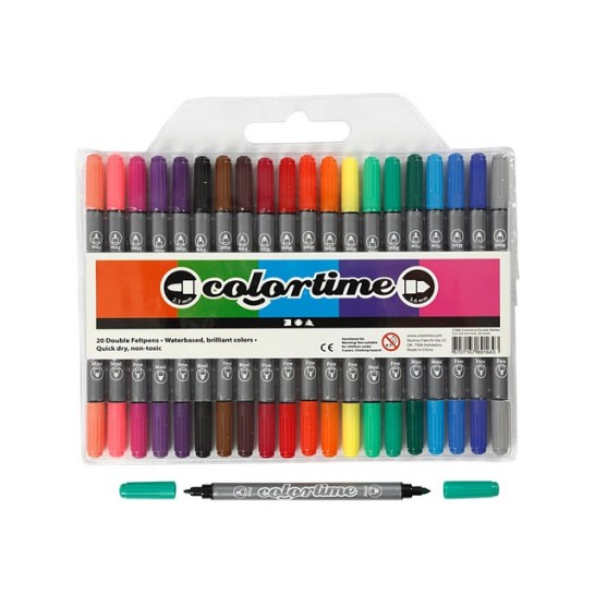 Colortime Stiften met Dubbele Punt Lijndikte 2.3 + 3.6mm Assorti (pak 20 stuks)
