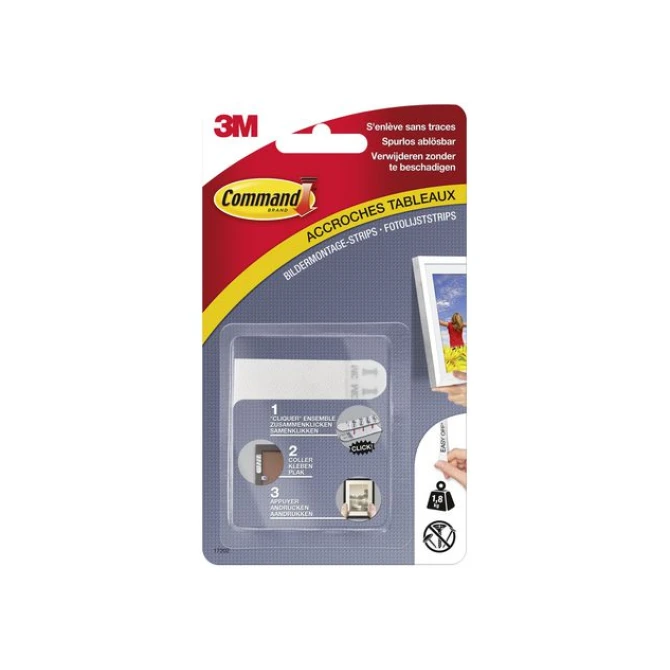 Command Fotolijstophangstrips. 4 x 2 kleine strips. 1.8 kg. wit (pak 8 stuks) Command Fotolijstophangstrips. 4 x 2 kleine strips. 1.8 kg. wit (pak 8 stuks)