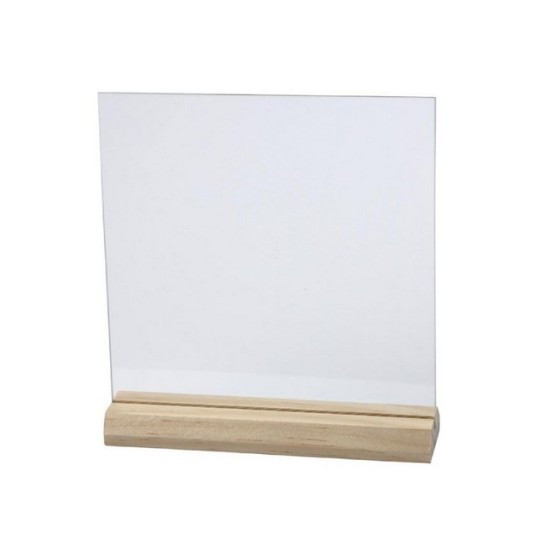 Creotime Glasplaat 15.5x15.5cm met houten voet ds10 (doos 10 stuks)