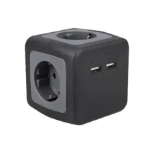 Cube Stekkerdoos met draadloos oplaadstation 4 Contactpunten 2 USB-poorten Grijs Cube Stekkerdoos met draadloos oplaadstation 4 Contactpunten 2 USB-poorten Grijs