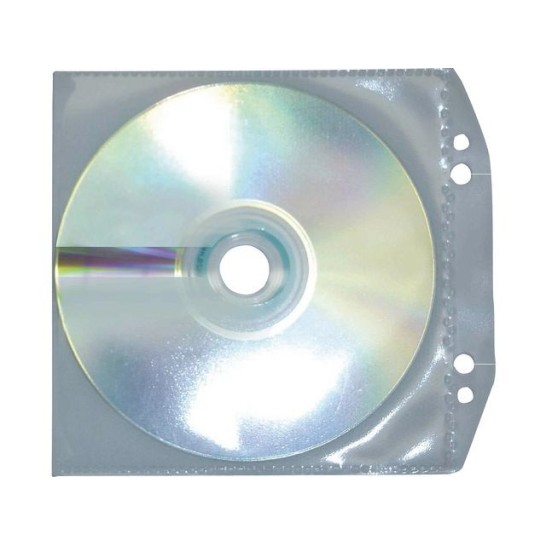DURABLE CD/DVD Hoes met 2-gaats Perforatie PP Transparant (pak 10 stuks)