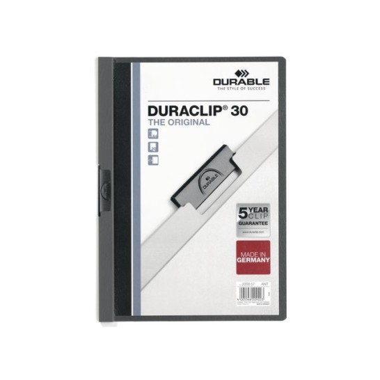 DURABLE Duraclip® Klemmap A4 1-30 vel Antraciet (doos 25 stuks)
