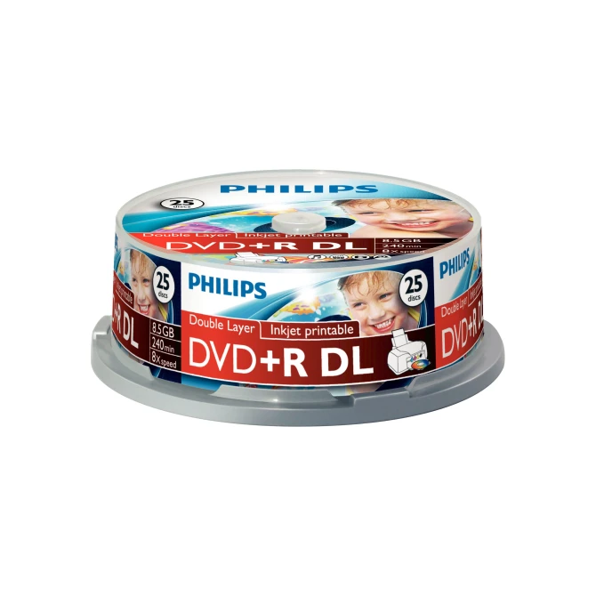 Philips DVD+R double layer printable 25 stuks in cakebox Philips DVD+R double layer printable 25 stuks in cakebox