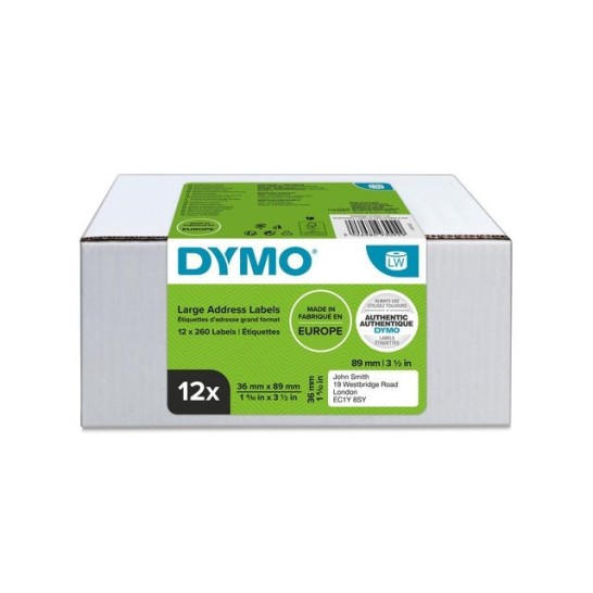 DYMO 99012 Etiket 36 x 89 mm (pak 12 rollen)