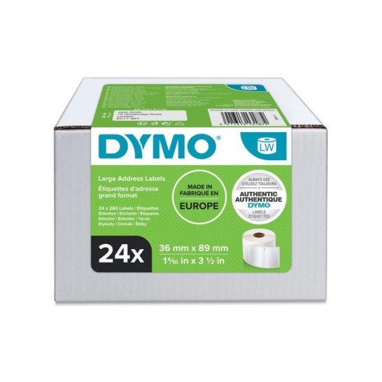 DYMO Adres-etiketten labelwriters 36 x 89 mm (pak 24 rollen)