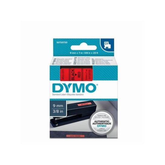 DYMO D1 Labelcassette 9 mm x 7 m Zwart op Rood