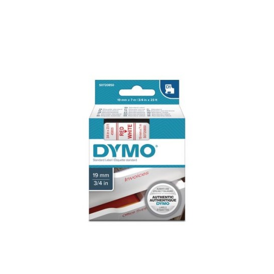 DYMO D1 labeltape 19 mm Rood op wit 45805