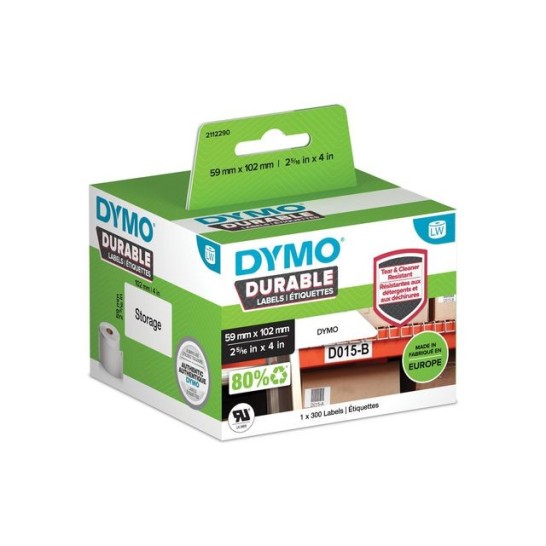 DYMO LW Labels 59 x 102 mm Papier Zwart op Wit (rol 300 stuks)