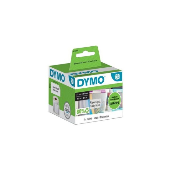 DYMO LW Labels Papier 32 x 57 mm Zwart op Wit (rol 1000 stuks)