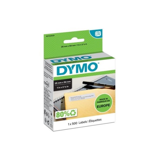 DYMO LW Retouradreslabels Papier 25 x 54 mm Zwart op Wit (pak 500 stuks)