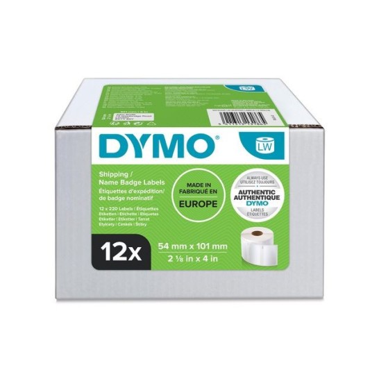 DYMO LW Verzendlabels Papier 54 x 101 mm Zwart op Wit (pak 12 rollen)