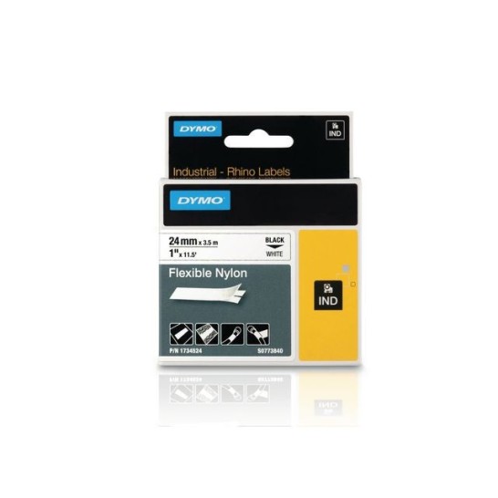 DYMO Rhino Tape 24 mm Zwart en Wit (doos 5 stuks)