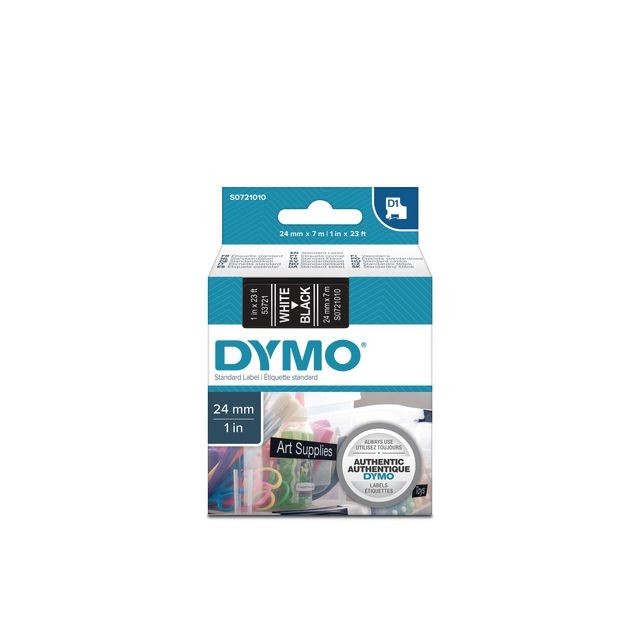 Tape Dymo D1 24 mm wit-zwart/doos 5