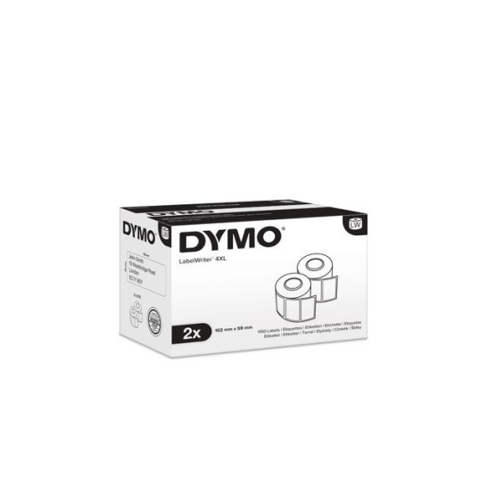 DYMO S0947420 LW verzendetiketten met hoge capaciteit zwart op wit 59 x 102 mm (pak 2 rollen)