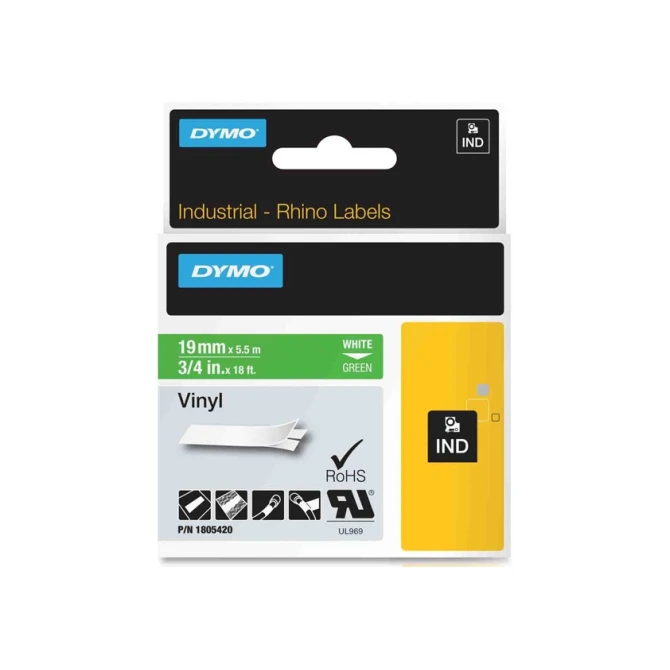 DYMO Tape Dymo Rhino Ind 19mm wit/groen