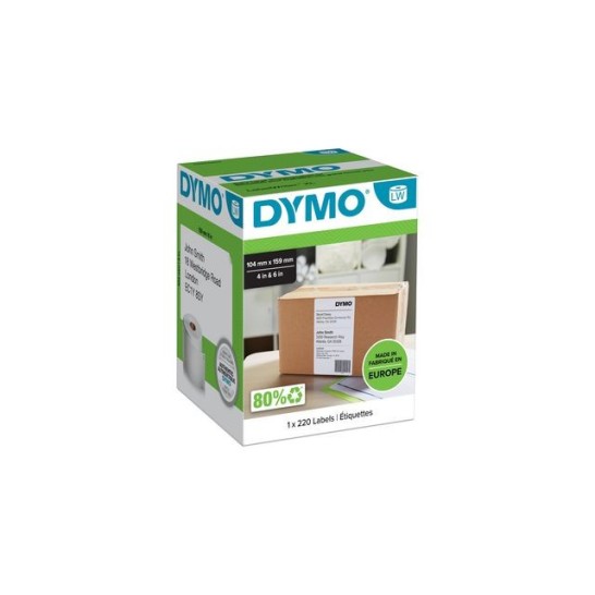 DYMO Verzendlabels Papier 104 x 159 mm Zwart op Wit (pak 220 stuks)