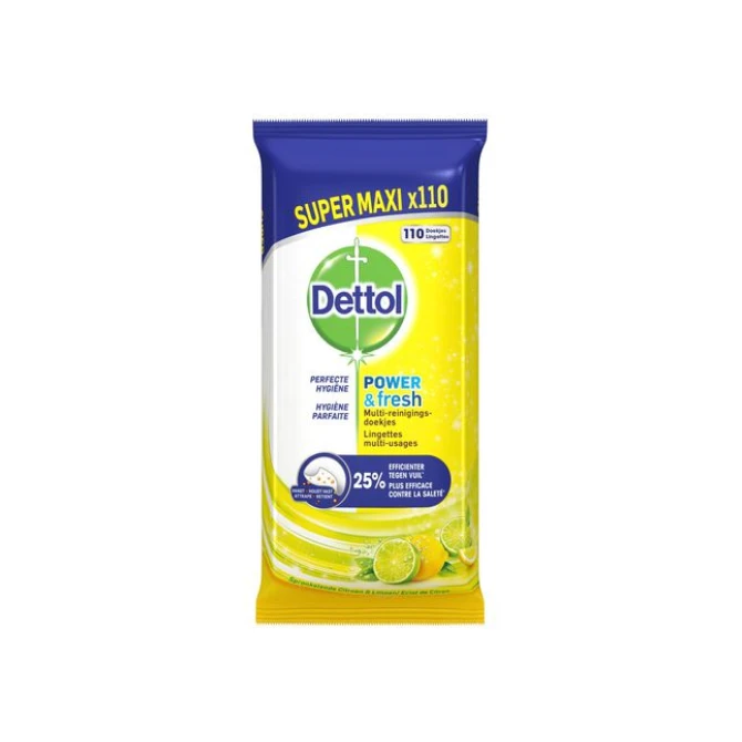Dettol Power And Fresh Multi-Reinigingsdoekjes Citrus (pak 110 stuks) Dettol Power And Fresh Multi-Reinigingsdoekjes Citrus (pak 110 stuks)