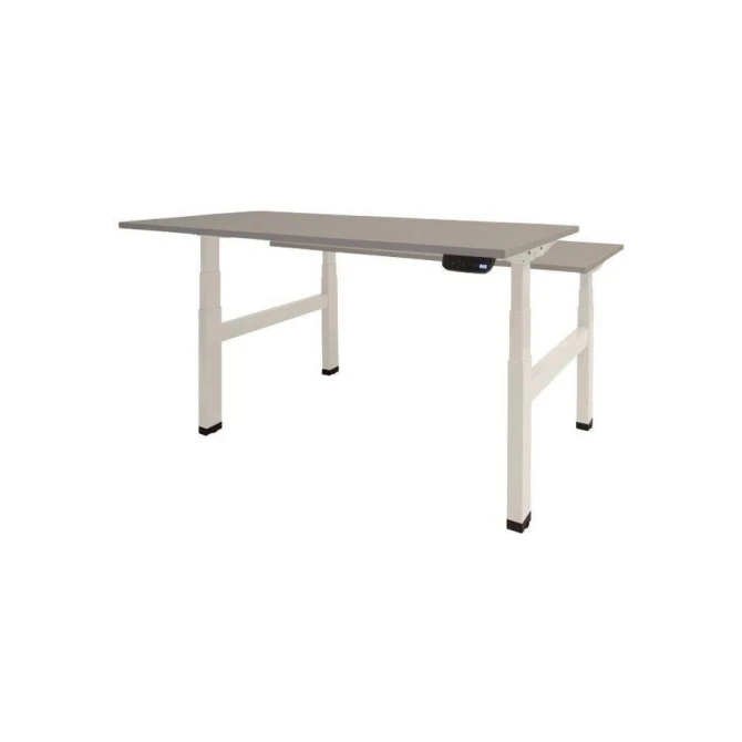 Dextro Plus Duo Verstelbaar Bureau 160 x 80 cm Lichtgrijs Wit