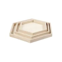 Creotime Dienblad hexagonaal hout (pak 3 stuks)