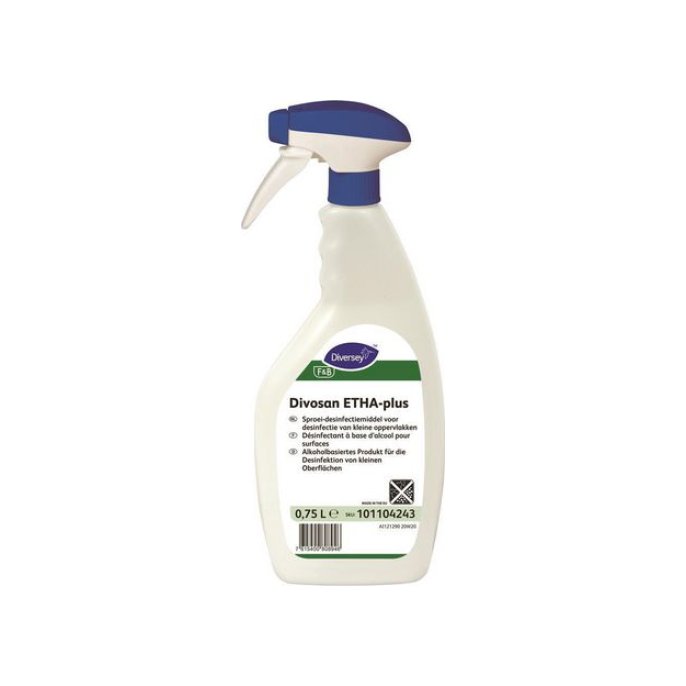 Diversey Etha Plus Reinigingsmiddel Desinfecterend Spray (doos 6 x 750 milliliter) Diversey Etha Plus Reinigingsmiddel Desinfecterend Spray (doos 6 x 750 milliliter)