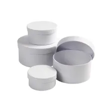 CREOTIME Doos rond H4/5/6/7cm wit (4 stuks)