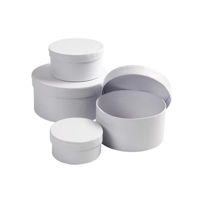 CREOTIME Doos rond H4/5/6/7cm wit (4 stuks)