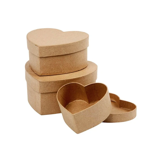 Creotime Harten Doosjes Papier-maché (pak 3 stuks)