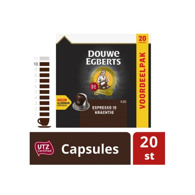 Douwe Egberts Espresso UTZ Koffiecapsules (doos 10 x 20 stuks) Douwe Egberts Espresso UTZ Koffiecapsules (doos 10 x 20 stuks)