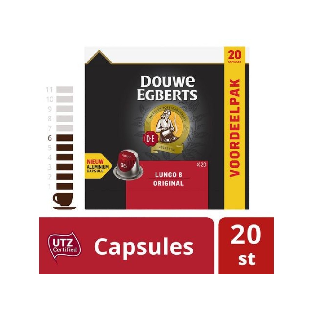 Onbelangrijk Manifesteren Krachtig Douwe Egberts Lungo Original UTZ Koffiecapsules (doos 10 x 20 stuks) -  Office1 Kantoorartikelen