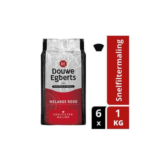 Douwe Egberts Professional Rood Gemalen Koffie Snelfiltermaling (doos 6 kilogram)