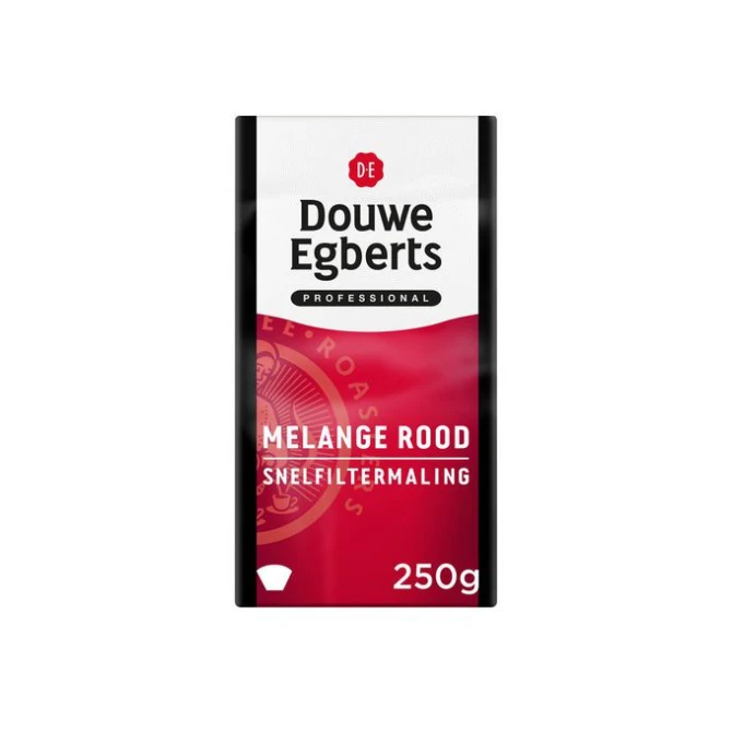 Douwe Egberts Professional Rood Gemalen Koffie Snelfiltermaling (pak 250 gram) Douwe Egberts Professional Rood Gemalen Koffie Snelfiltermaling (pak 250 gram)