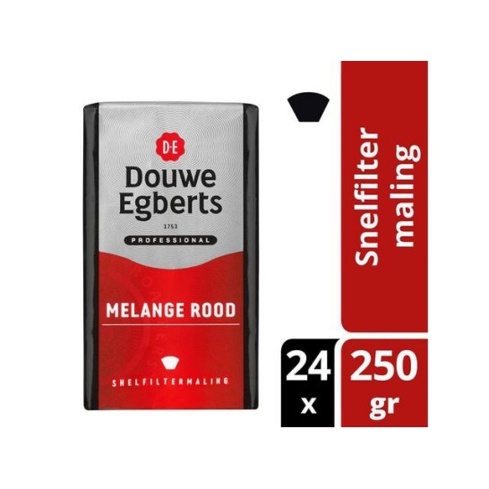 Douwe Egberts Professional Rood Gemalen Koffie Standaardmaling (doos 24 x 250 gram)