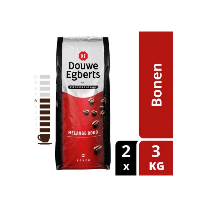 Douwe Egberts Professionele Melange Rood Koffiebonen (doos 2 x 3000 gram)
